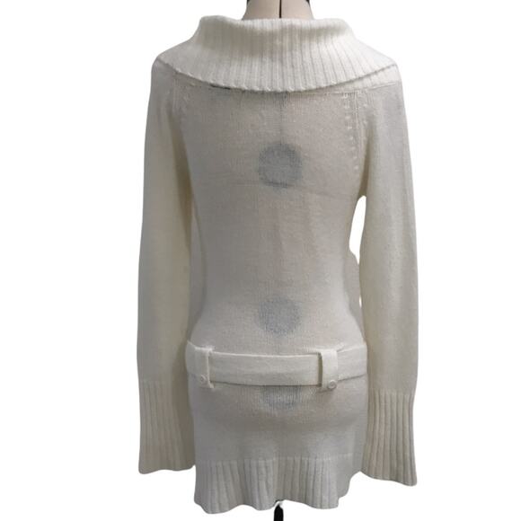 Player Gold Cowl Neck Belted Sweater Cream Large - Picture 2 of 12